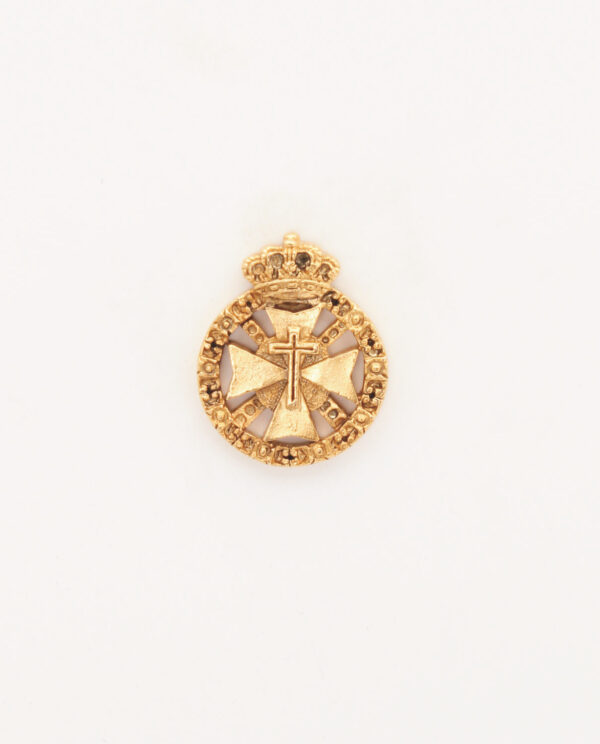 INSIGNIAS RELIGIOSAS HERALDICA RELIEVE "CRUZ LATINA SOBRE CRUZ DE MALTA Y ESCALAS ORLADO CON TOISON 24 MM ALTURA"