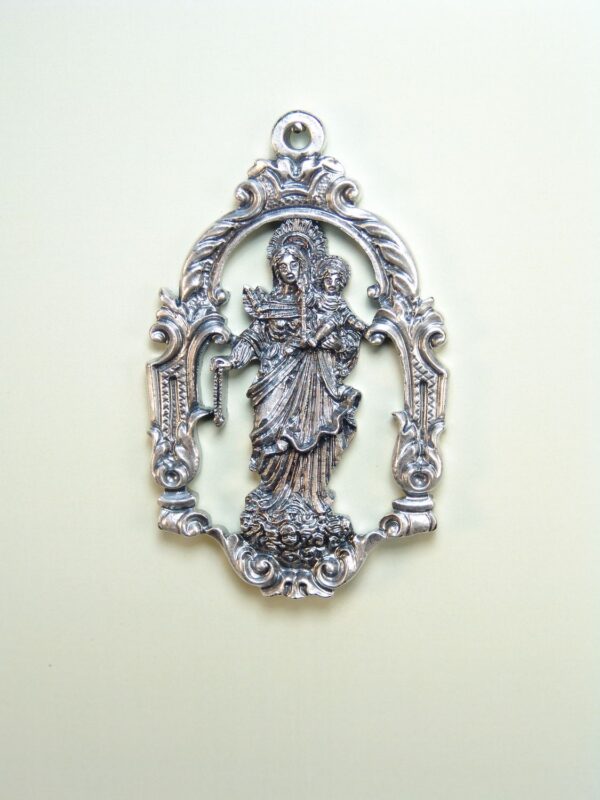 MEDALLAS RELIGIOSAS IMÁGENES RELIEVE "VIRGEN DEL ROSARIO ORLA CAPILLA 65 MM"