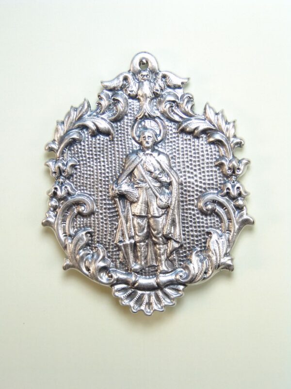 MEDALLAS RELIGIOSAS IMÁGENES RELIEVE "SAN ISIDRO LABRADOR ORLA ACANTO 75 MM"