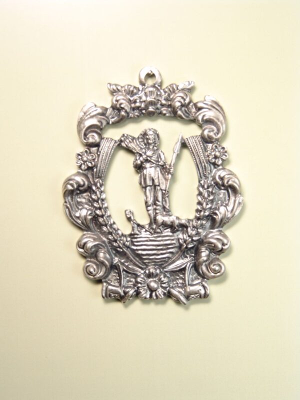 MEDALLAS RELIGIOSAS IMÁGENES RELIEVE "SAN ISIDRO LABRADOR ORLA BARROCA 70 MM"