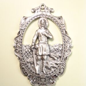 MEDALLAS RELIGIOSAS IMÁGENES RELIEVE "SAN ISIDRO LABRADOR ORLA GRANDE 85 MM"