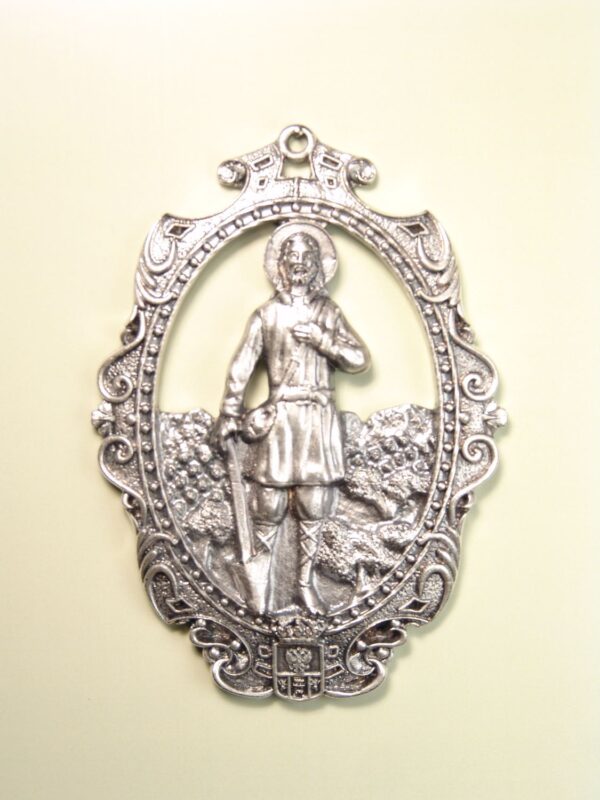 MEDALLAS RELIGIOSAS IMÁGENES RELIEVE "SAN ISIDRO LABRADOR ORLA GRANDE 85 MM"