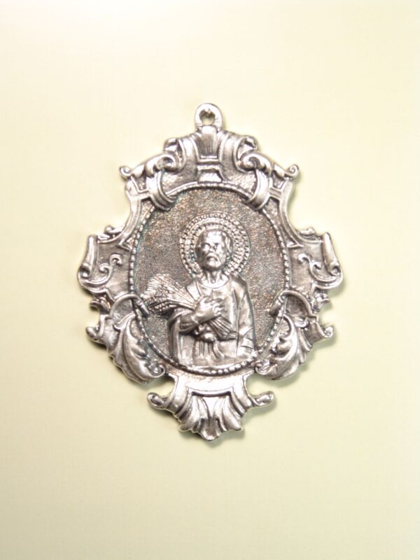 MEDALLAS RELIGIOSAS IMÁGENES RELIEVE "SAN ISIDRO ORLA PERGAMINO MACIZA 70 MM"