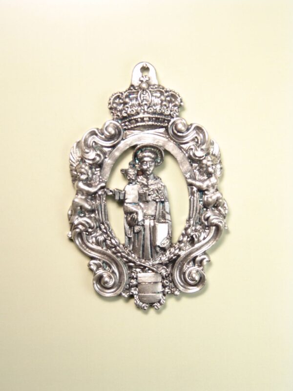 MEDALLAS RELIGIOSAS IMÁGENES RELIEVE "SAN ANTONIO DE FRENTE CUERPO ENTERO ORLA QUERUBINES 70 MM"