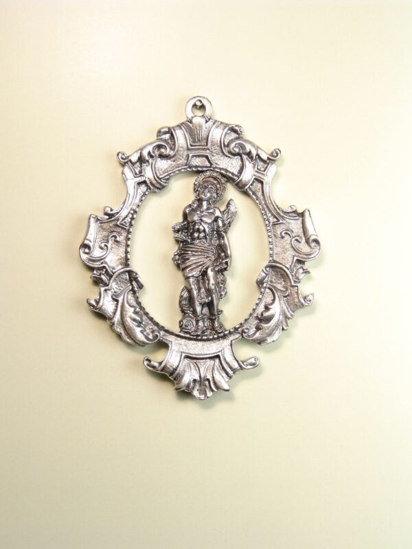 MEDALLAS RELIGIOSAS IMÁGENES RELIEVE "SAN SEBASTIÁN ORLA PERGAMINO 65 MM "