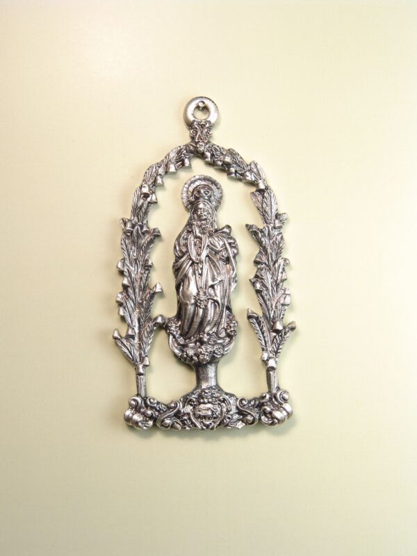 MEDALLAS RELIGIOSAS IMÁGENES RELIEVE "VIRGEN MARIA ARCO DE FLORES 65 MM"