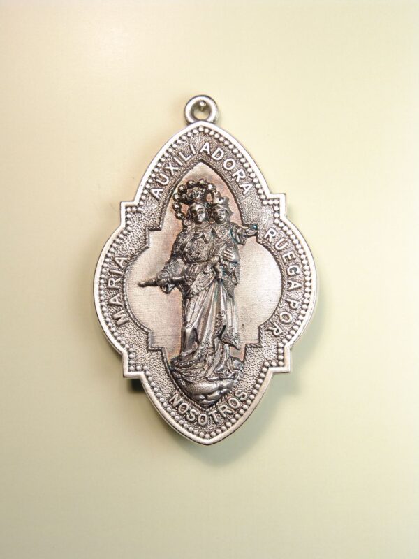 MEDALLAS RELIGIOSAS IMÁGENES RELIEVE "MARIA AUXILIADORA ORLA TREBOLADA 75 MM"