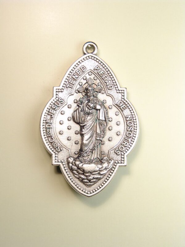MEDALLAS RELIGIOSAS IMÁGENES RELIEVE "SAGRADO CORAZÓN DE JESUS ORLA TREBOLADA 75 MM"