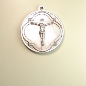 MEDALLAS RELIGIOSAS IMÁGENES RELIEVE "CRISTO CIRCULAR TREBOLADO BAJO RELIEVE 55 MM"