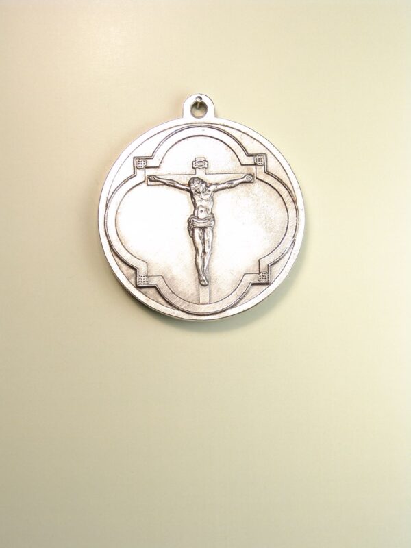 MEDALLAS RELIGIOSAS IMÁGENES RELIEVE "CRISTO CIRCULAR TREBOLADO BAJO RELIEVE 55 MM"