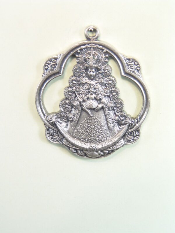 MEDALLAS RELIGIOSAS IMÁGENES RELIEVE "VIRGEN DEL ROCIO MODELO PANDERETA CLASICA CALADA"