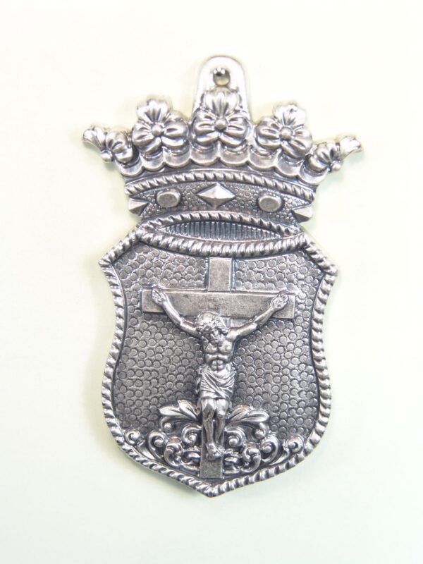 MEDALLAS RELIGIOSAS IMÁGENES RELIEVE "STMO CRISTO CRUCIFICADO ORLA HERALDICA CON CORONA DUCAL 70 MM"