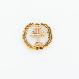 INSIGNIAS RELIGIOSAS HERALDICA RELIEVE"CRUZ LATINA POTENZADA Y ORLADA DE PALMAS 22 MM ALTURA"