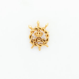 INSIGNIAS RELIGIOSAS HERALDICA RELIEVE" JESUS HOMBRE SALVADOR CORONADO Y ORLADO CON CORONA DE ESPINAS Y LANZAS 20 MM ALTURA"