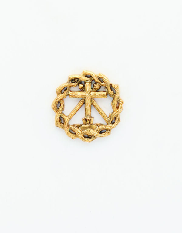 INSIGNIAS RELIGIOSAS HERALDICA RELIEVE "CRUZ LANZA E HISOPO CON CORONA DE ESPINAS 21 MM ALTURA"