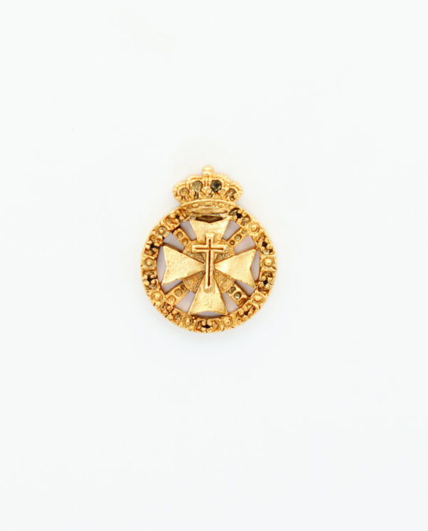 INSIGNIAS RELIGIOSAS HERALDICA RELIEVE "CRUZ LATINA SOBRE CRUZ DE MALTA Y ESCALAS ORLADO CON TOISON 24 MM ALTURA"