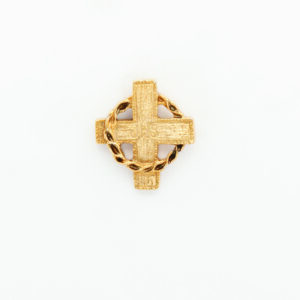 INSIGNIAS RELIGIOSAS HERALDICA RELIEVE "CRUZ GRIEGA ENTRELAZADA POR CORONA DE ESPINAS  24 MM ALTURA"