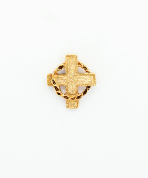 INSIGNIAS RELIGIOSAS HERALDICA RELIEVE "CRUZ GRIEGA ENTRELAZADA POR CORONA DE ESPINAS  24 MM ALTURA"