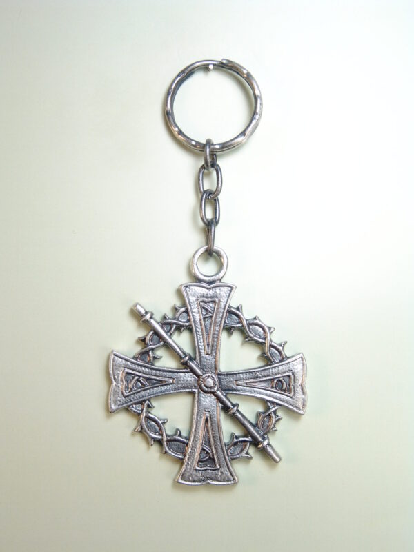 LLAVEROS RELIGIOSOS HERÁLDICOS RELIEVE "CAÑA Y CORONA DE ESPINA SOBRE CRUZ DE MALTA"