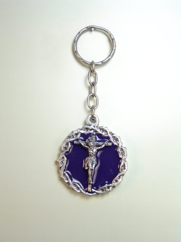 LLAVEROS RELIGIOSOS CON ESMALTES "CRISTO BARROCO ORLA CORONA DE ESPINAS"