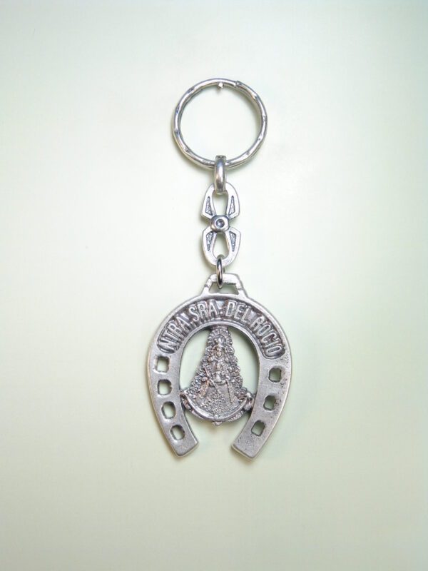 LLAVEROS RELIGIOSOS IMÁGENES RELIEVE "VIRGEN DEL ROCÍO“ ORLA HERRADURA "