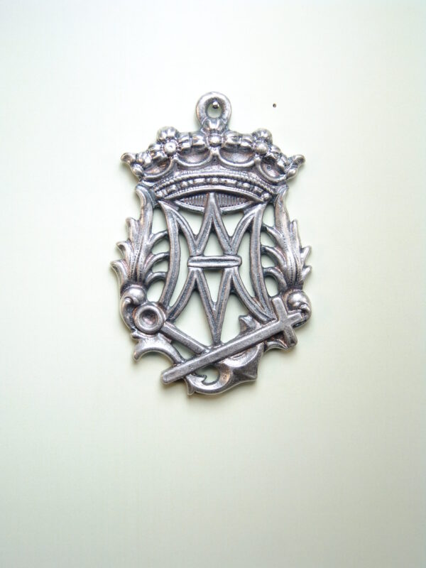 MEDALLAS RELIGIOSAS HERÁLDICAS RELIEVE "AVE MARIA CRUZ ANCLA Y PALMA 60 MM"