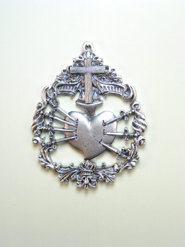 MEDALLAS RELIGIOSAS HERÁLDICAS RELIEVE "VIRGEN DE LOS DOLORES CON CRUZ ARBOLEA 70 MM"