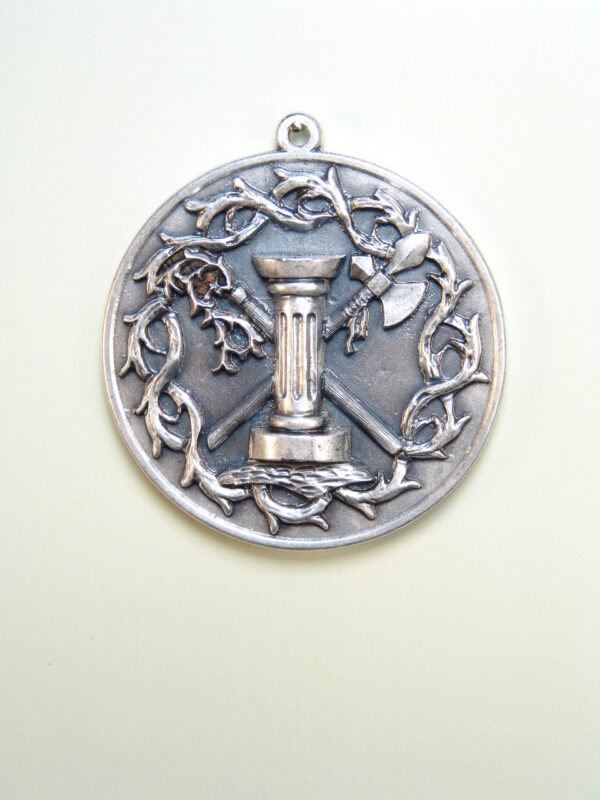 MEDALLAS RELIGIOSAS HERÁLDICAS RELIEVE "COLUMNA DE AZOTES CRUZADA DE FLAGELO Y PICA RODEADO DE CORONA DE ESPINAS SOBRE CANTO MONEDA 60 MM"