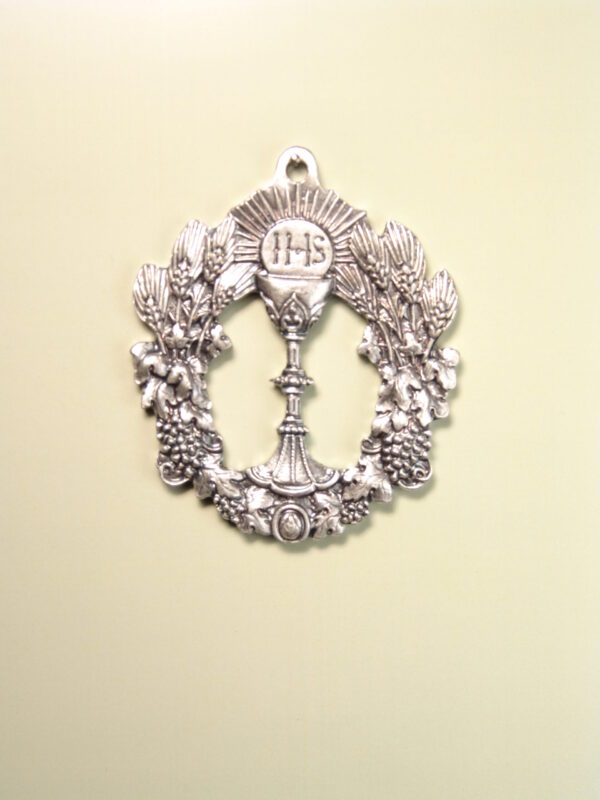 MEDALLAS RELIGIOSAS HERÁLDICAS RELIEVE "SAGRADO CALIZ FLOREADO Y CALADO 55 MM"
