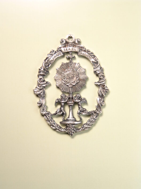 MEDALLAS RELIGIOSAS HERÁLDICAS RELIEVE "ALABADO SEA EL SANTISIMO 65 MM"