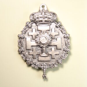 MEDALLAS RELIGIOSAS HERÁLDICAS RELIEVE "CUSTODIA SOBRE CRUZ SANTO SEPULCRO ORLADO DE TOISON REAL 65 MM"