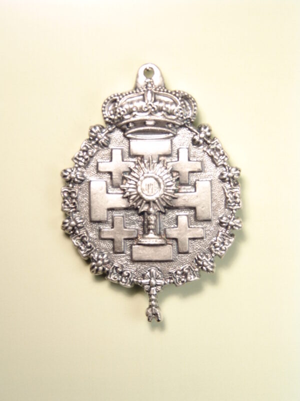 MEDALLAS RELIGIOSAS HERÁLDICAS RELIEVE "CUSTODIA SOBRE CRUZ SANTO SEPULCRO ORLADO DE TOISON REAL 65 MM"