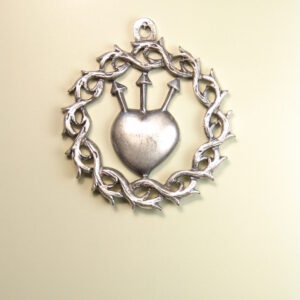 MEDALLAS RELIGIOSAS HERÁLDICAS RELIEVE "SAGRADO CORAZON TIMBRADO DE CLAVOS ORLADO DE ESPINOS 55 MM"