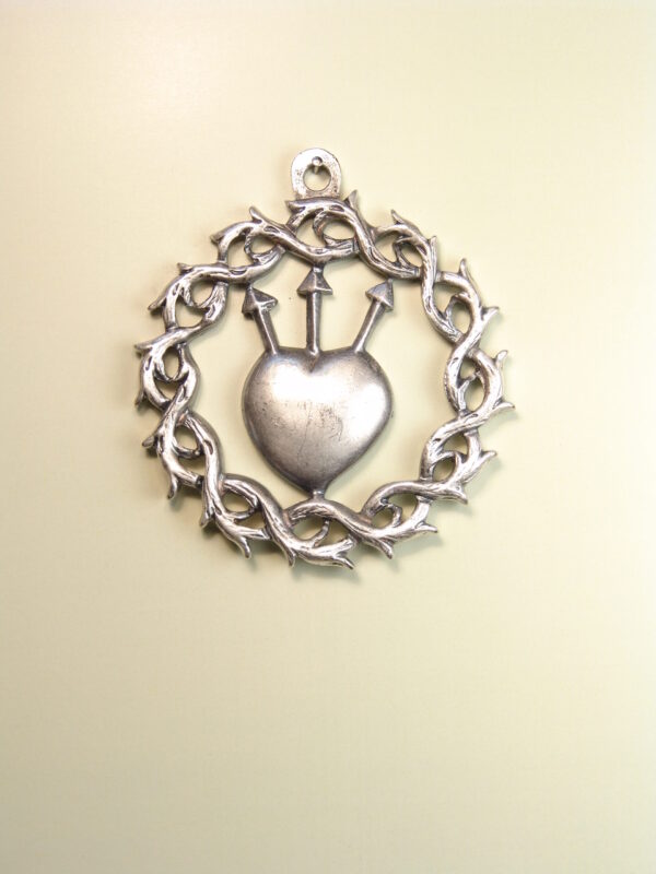 MEDALLAS RELIGIOSAS HERÁLDICAS RELIEVE "SAGRADO CORAZON TIMBRADO DE CLAVOS ORLADO DE ESPINOS 55 MM"