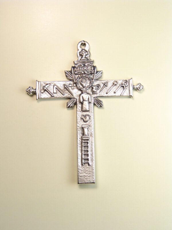 MEDALLAS RELIGIOSAS HERÁLDICAS RELIEVE "CRUZ DE GUÍA CON ELEMENTOS PASIONARIOS 75 MM"