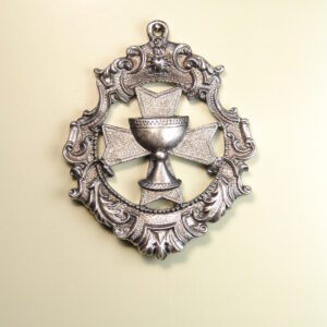 MEDALLAS RELIGIOSAS HERÁLDICAS RELIEVE "CRUZ DE MALTA CON CÁLIZ  Y ORLA PROPIA 65 MM"