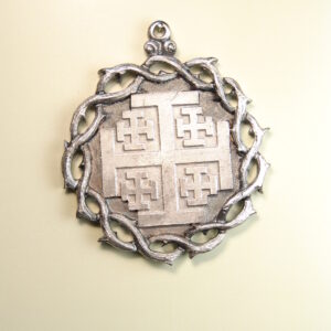 MEDALLAS RELIGIOSAS HERÁLDICAS RELIEVE "CRUZ DE JERUSALEN PLANA ORLA CORONA DE ESPINAS 60 MM"
