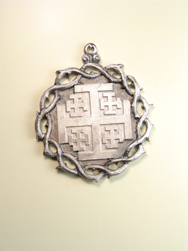 MEDALLAS RELIGIOSAS HERÁLDICAS RELIEVE "CRUZ DE JERUSALEN PLANA ORLA CORONA DE ESPINAS 60 MM"