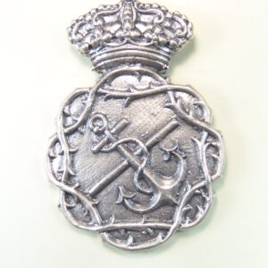 MEDALLAS RELIGIOSAS HERÁLDICAS RELIEVE "ANCLA DE ESPERANZA CRUZADA CON CAÑA ORLADO DE CORONA DE ESPINAS MACIZA 75 MM"