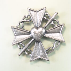 MEDALLAS RELIGIOSAS HERÁLDICAS RELIEVE "SAGRADO CORAZON SOBRE CRUZ DE MALTA CRUZDO DE CAÑA Y ORLADO CON CORONA DE ESPINAS 60 MM"