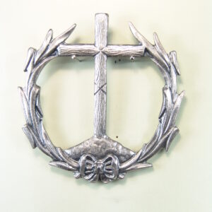 MEDALLAS RELIGIOSAS HERÁLDICAS RELIEVE "CRUZ LATINA SOBRE MONTE CALVARIO ORLADA DE PALMAS 65 MM"