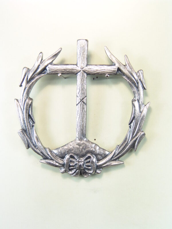 MEDALLAS RELIGIOSAS HERÁLDICAS RELIEVE "CRUZ LATINA SOBRE MONTE CALVARIO ORLADA DE PALMAS 65 MM"