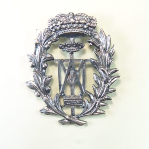 MEDALLAS RELIGIOSAS HERÁLDICAS RELIEVE "AVE MARIA SOBRE CRUZ LATINA CORONADA Y FERETRO ORLADA DE PALMAS Y OLIVOS 60 MM"
