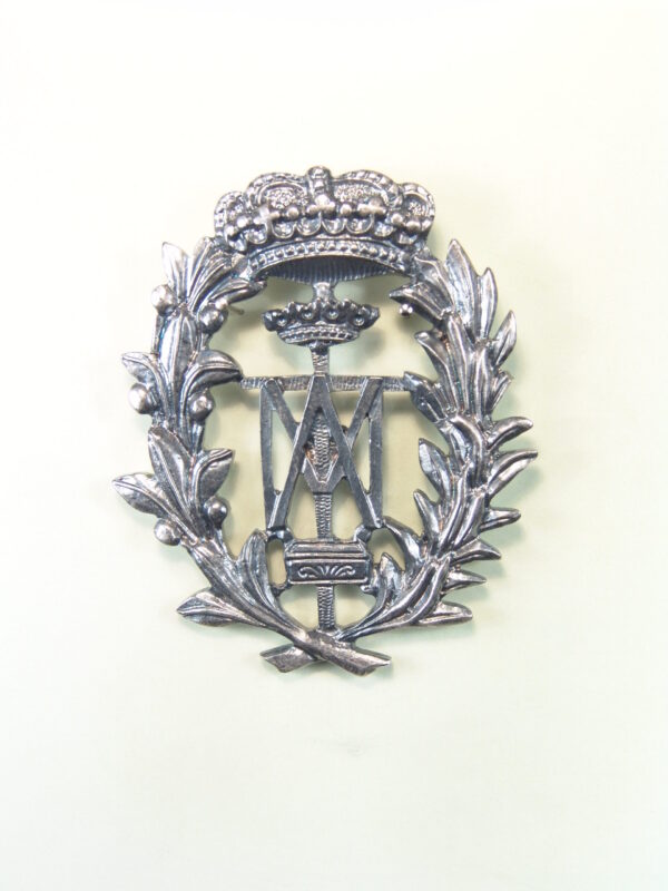 MEDALLAS RELIGIOSAS HERÁLDICAS RELIEVE "AVE MARIA SOBRE CRUZ LATINA CORONADA Y FERETRO ORLADA DE PALMAS Y OLIVOS 60 MM"