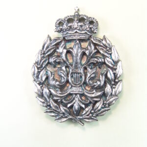 MEDALLAS RELIGIOSAS HERÁLDICAS RELIEVE "AVE MARIA FLOREADA CON LIRA Y ORLA DE LAUREL CORONADA 60 MM"