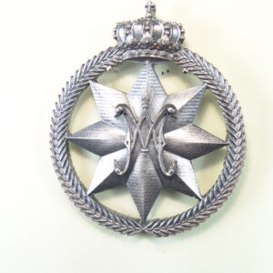 MEDALLAS RELIGIOSAS HERÁLDICAS RELIEVE "AVE MARIA SOBRE ESTRELLA DE 8 PUNTAS ORLADA DE PALMAS CIRCULAR Y TIMBRADA CON CORONA REAL 65 MM"