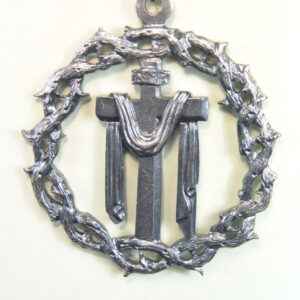 MEDALLAS RELIGIOSAS HERÁLDICAS RELIEVE "SANTA CRUZ CON SUDARIO ORLADO POR CORONA DE ESPINAS 60 MM"