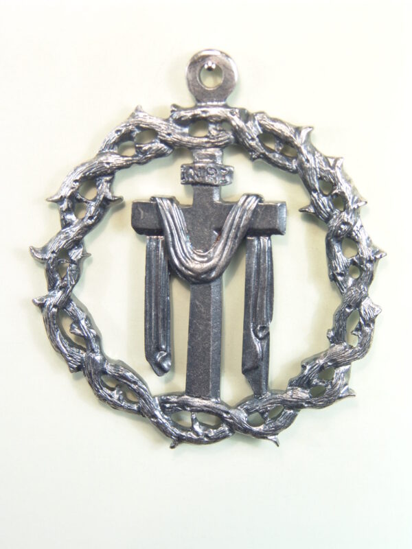 MEDALLAS RELIGIOSAS HERÁLDICAS RELIEVE "SANTA CRUZ CON SUDARIO ORLADO POR CORONA DE ESPINAS 60 MM"