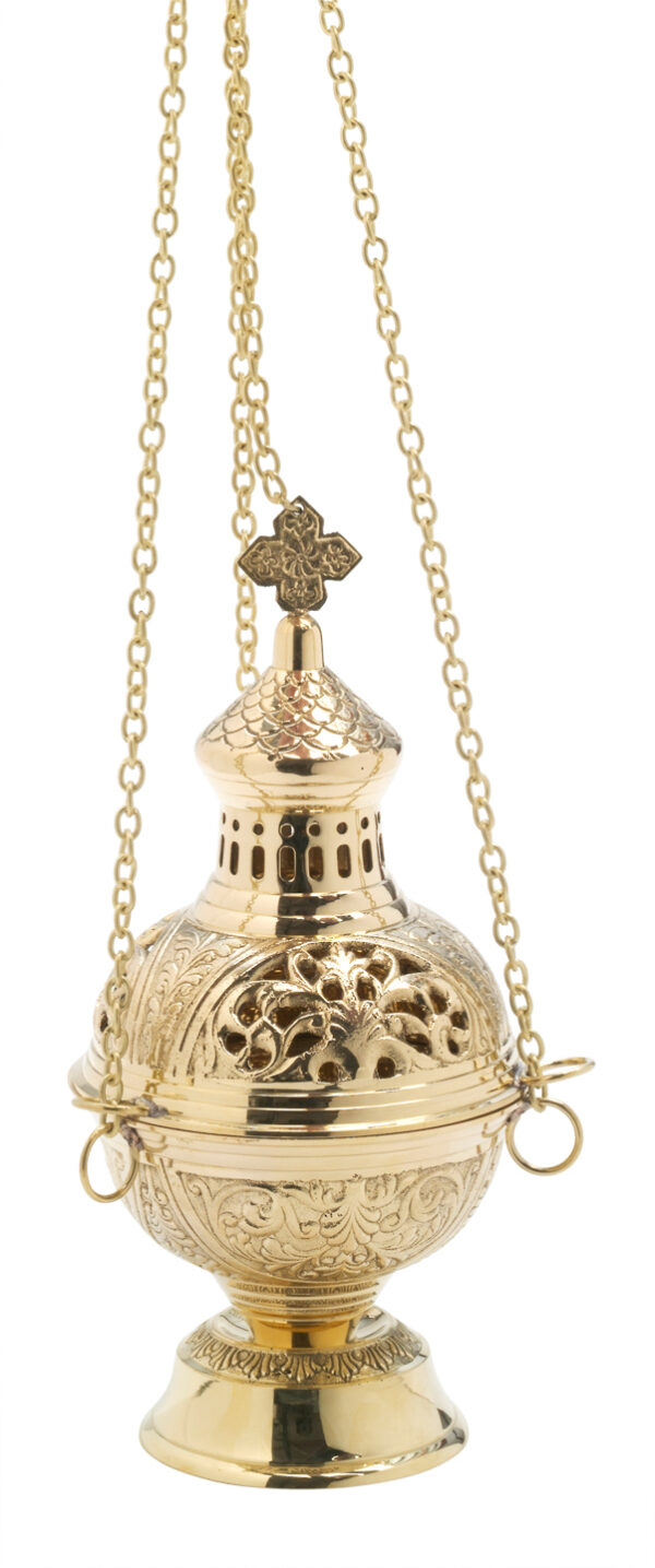 INCENSARIO TROQUEL REP. CAPILLA  ORO DE 28 CM.