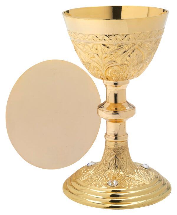 CALICES TROQUEL REP. REPUJADO  ORO DE 22 CM. PIEDRAS